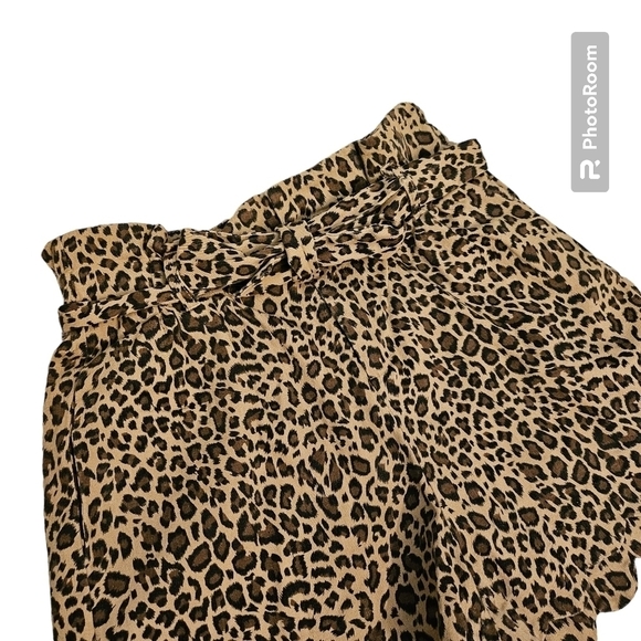 Aaron & Amber Paperbag A-line Leopard Print 97% Cotton 3% Spandex Shorts Size M - Picture 4 of 7